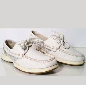Sperry TopSider Women's White Leather Boat Shoes